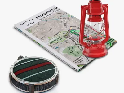 Travel Retro Equipment Collection 3D model