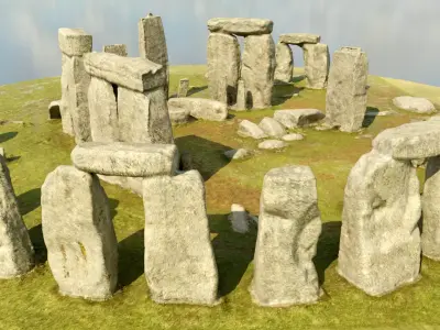Low Poly PBR Stonehenge Low-poly 3D model
