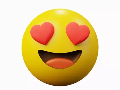 Fell in Love Yellow Ball Emoticon Emoji or Smiley 3D model