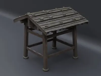 Japanese Bell Tower Structure Low-poly 3D model