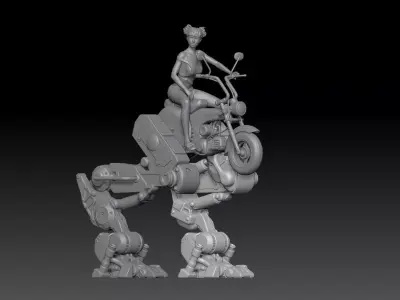 MECHA BIKE ANTIGRAVITY GIRL 2 3D print model