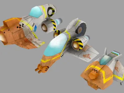 FLEET SPACE SHIPS Low-poly 3D model