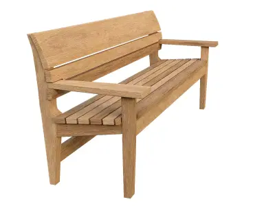 Bench04 teak garden bench Low-poly 3D model