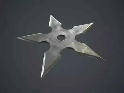 Shuriken PBR Game Ready metal star Low-poly 3D model