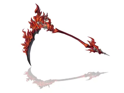 Flame Scythe Low-poly 3D model