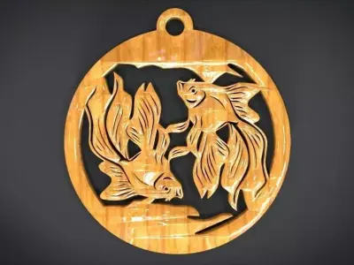 Wall decoration with Fish motif Low-poly 3D model