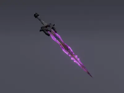 Fantasy Shadow Sword - Elemental Sword Low-poly 3D model