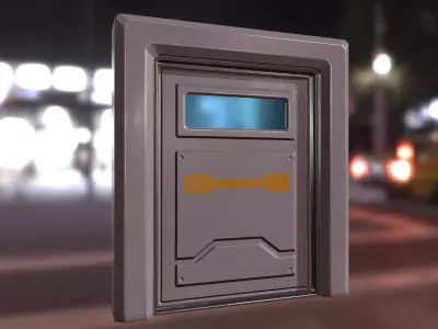 Sci Fi Door Low-poly 3D model 5