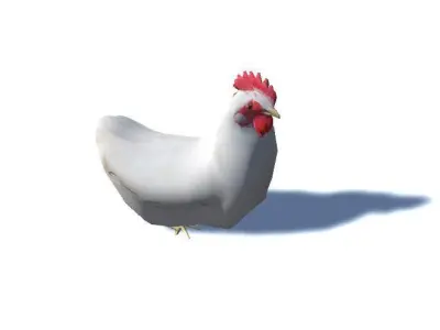 White Chicken - Animated Low Poly Low-poly 3D model