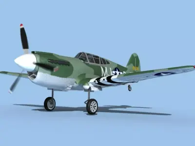 Curtiss P-40F Warhawk V07 USAAF 3D model
