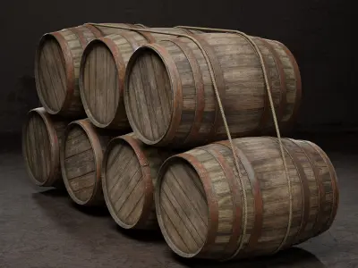 Barrels stack Low-poly 3D model