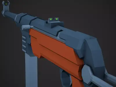 Stylized Mp-40 SMG Low Poly Mobile Ready Low-poly 3D model