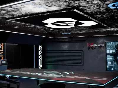 Sci-Fi Cybernetic Command Center Futuristic Holographic Briefing Low-poly 3D model