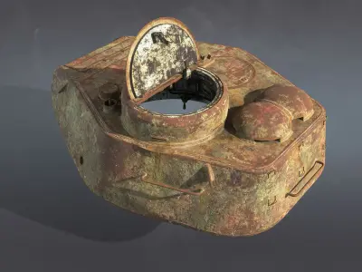T-34-85 Turret Rusted Low-poly 3D model