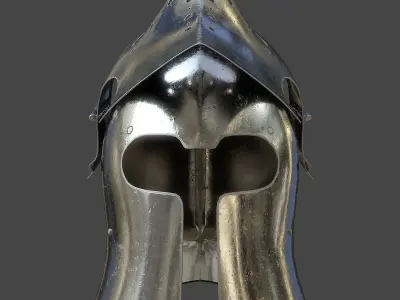 Visored Barbuta Helmet Low-poly 3D model