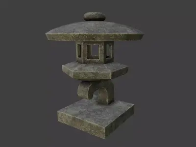 Japanese Stone Lantern 4 Low-poly 3D model