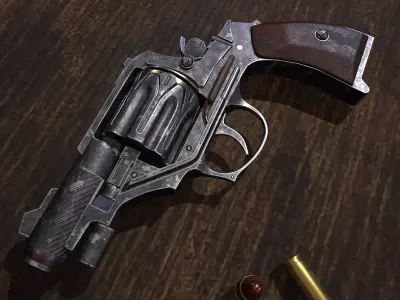 Lowpoly  Revolver Game Ready Gun Low-poly 3D model