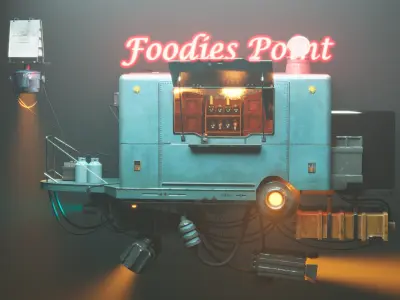 The Retro Style Futuristic Vendor Shop 3D model