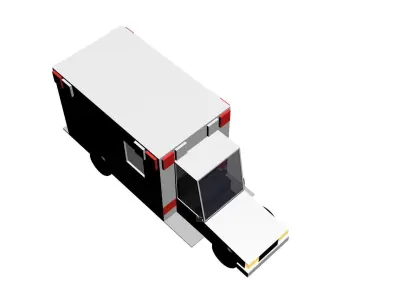 Low Poly Game Ready Ambulance Low-poly 3D model