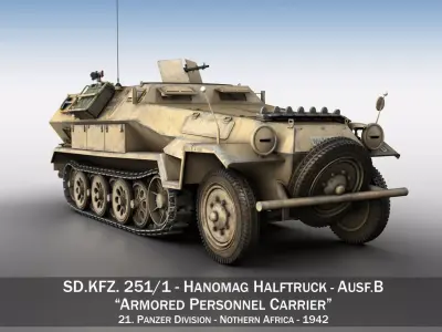 SD KFZ 251 7 - Ausf B - Hanomag Halftruck - 2PD 3D model