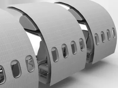 airplane interior chair 3 color 3D model