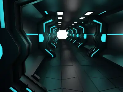 Sci Fi Corridor Low-poly 3D model 27