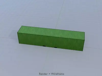 Shipping-Container Yellow-Green 40ft Low-poly 3D model