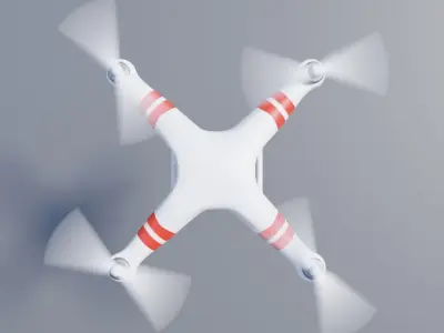 Semi Realistic Low poly White Drone Low-poly 3D model