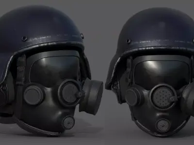 Gas mask helmet 3d model military protection pollution  Low-poly 3D model