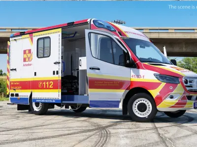 ASB Mercedes Sprinter Ambulance Rigged 3D model