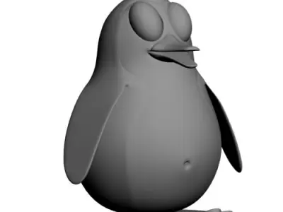 Penguin cartoon rigged Low-poly 3D model