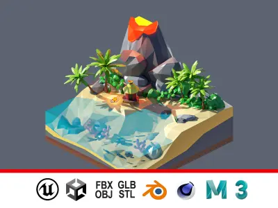 land 43A Low-poly 3D model