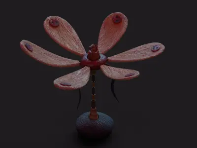Stylized Dragonfly Flower Low-poly 3D model
