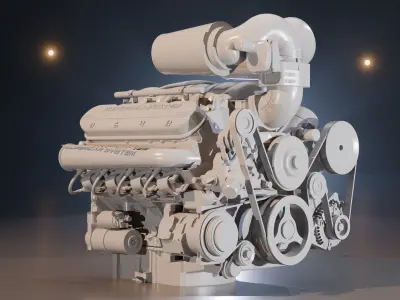 V8 Engine 3D model Low-poly 3D model