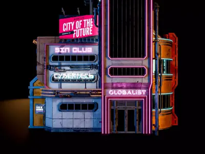 SCIFI CYBERPUNK FUTURISTIC NEON BUILDING 07 Low-poly 3D model