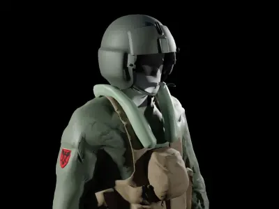 Black Hawk Helicopter Pilot Costume Rigged Low-poly 3D model