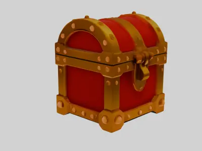 Treasure Chest Red  Low-poly 3D model