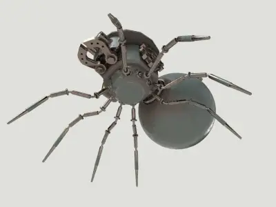 Stylized Mechanical Spider Robot Low-poly 3D model