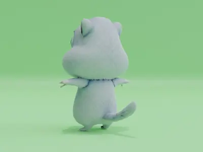White Rodent Beaver Character T-Pose Low-poly 3D model