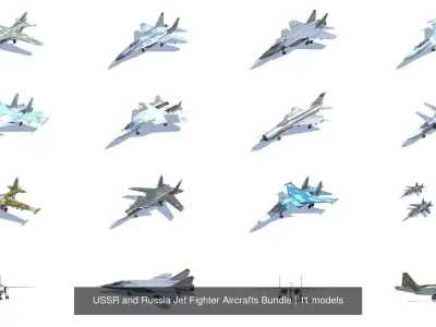 USSR and Russia Jet Fighter Aircrafts Bundle 3D Model Collection