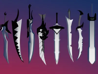 100 Fantasy Weapons Basemesh Pack V1 Free low-poly 3D model