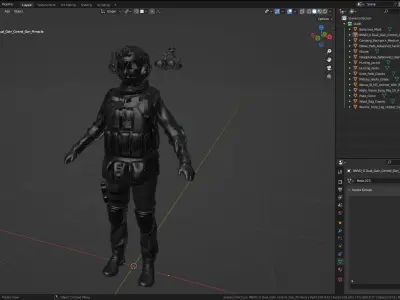 Female Military Outfit 4 Low-poly 3D model