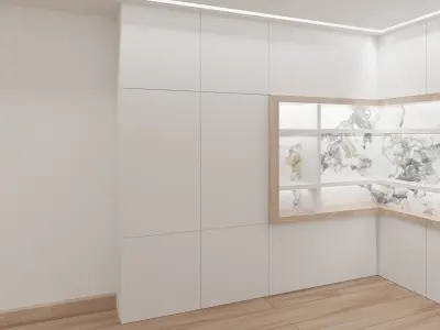 Minimal Office white wood Free 3D model