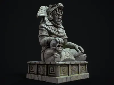 Statue Aztec Quetzalcoatl God Low-poly 3D model