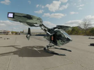Low Poly Helicopter rc flying in sky Low-poly 3D model