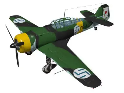 fokker D-XXI Finnish Air Force  3D model