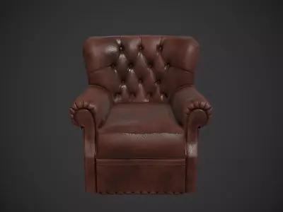 Armchair leather chair Free low-poly 3D model