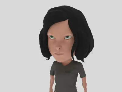 Cartoon Soldier Woman Low-poly 3D model