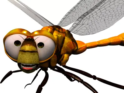 dragonfly cartoon rigged character  3D model
