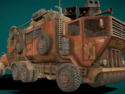 SteamPunk Truck Low-poly 3D model